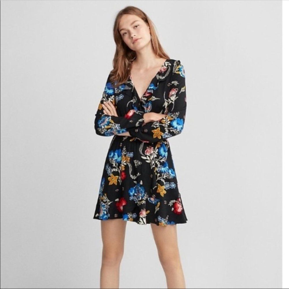 NEW Plunge Front Silky Wrap Midi Dress XSmall‎